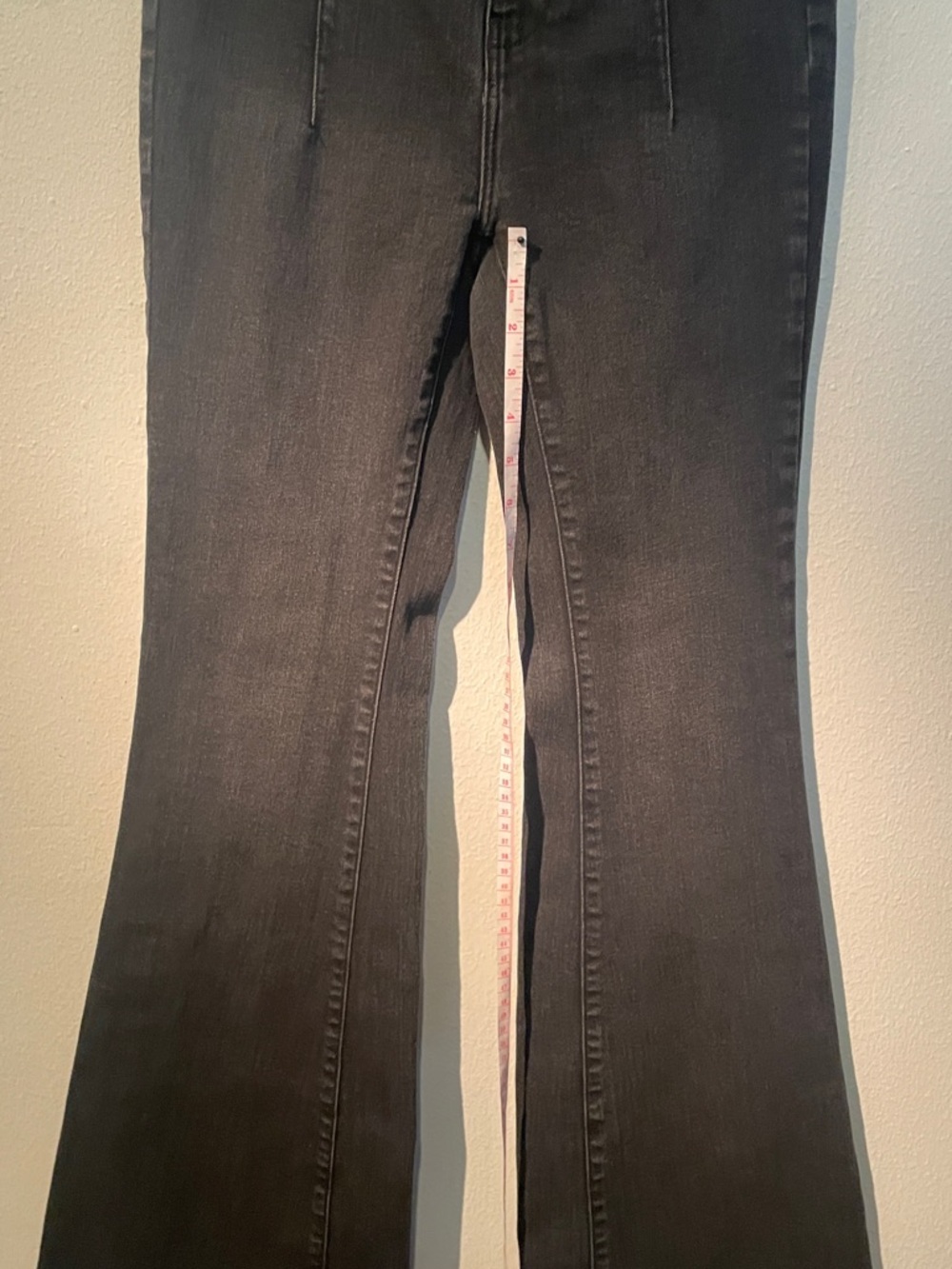 We the Free People Black Bell Bottom Jeans sz 27 31” inseam 70s Vibe High Rise - Picture 9 of 15